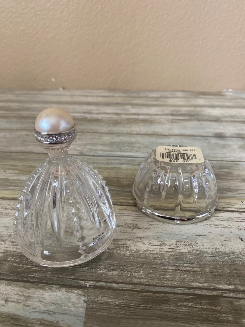Lenox Crystal Egg Trinket Boxes Diamonds & Pearls Made in Germany Set of 2 - Picture 14 of 16